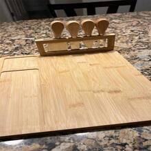 1 Set, Bamboo Cheese Board With 4 Cheese Knives, Charcuterie Tray And Plate, Cheese Knife, Cheese Slicer, Cheese Fork, Kitchen Cooking Tools, Bamboo Cutting Board, Wooden Cheese Platter, Kitchen Supplies - One Size/Bamboo Color - View 4
