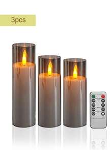 2/3/5件組 無焰蠟燭 附定時器與遙控器，LED 無煙無味電池供電，適用於生日、婚禮、聖誕節、萬聖節、情人節、派對 - 深灰色 - 查看 15
