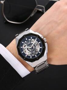 RONMAR 男士休闲镂空陀飞轮自动机械表，防水，夜光，适合商务、学生、时尚人士佩戴，不锈钢表壳，价格实惠