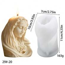 1个耶稣、圣母玛利亚、十字架圆柱形工艺蜡烛制作硅胶模具 - 白色 - 查看 11