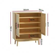 Artiss Shoe Rack Cabinet Rattan 5-Tier 20 Pairs Dani - Apricot - View 3