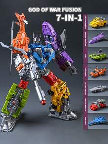 一套7合1合金陆海空变形机甲 - 坦克/飞机/航空母舰双模式组合机器人，男孩收藏益智组装玩具，精美礼盒包装，节日礼物 - 多款可選 - 查看 4