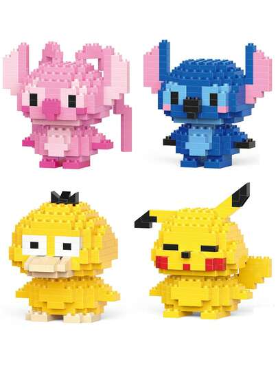 DOBBLE Pocket Monsters 358PCS Cute Cartoon Anime Image Building Block Suit Anime Figure Stitch Image Puzzle Assembly Adolescent Toy Bricks Suitable For Party Festival Small Gifts
