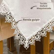 Toalha de mesa Requinte 2,20m x 1,50m para cozinha 6 cadeiras - Branco - Visão 3