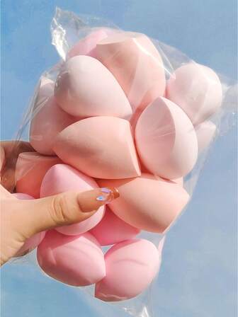 15pcs Makeup Sponges, Random Gourd/Water Drop Shaped, Random Color, Suitable For All Skin Types Makeup Tools