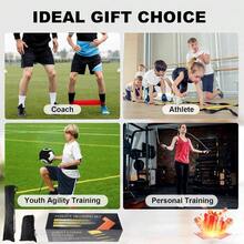 Speed Agility Training Equipment Set, Agility Ladder 20ft, 12 Cones, Resistance Parachute/Soccer Kick Trainer, Jump Rope, 5 Resistance Bands, Practice Equipment Adults - Set2 附踢腿訓練器 - 查看 9