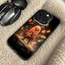 Funda para teléfono con estampado de estrella de rock de patata plateada tocando guitarra con notas musicales para iPhone 14 Pro Max  Galaxy S23 Plus, opción de regalo ideal para todas las estaciones - Negro - Ver 5