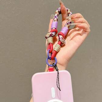 1条短款腕带+通用手机连接器挂件，防滑防摔便携式手机配件