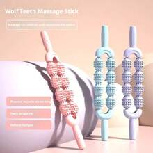 8-Wheel Dual Massage Roller, Wolf Tooth Massage Stick, Yoga Massage Tool For Legs, Waist, Neck, Muscle Relaxation, Dual Roller Slimming Device