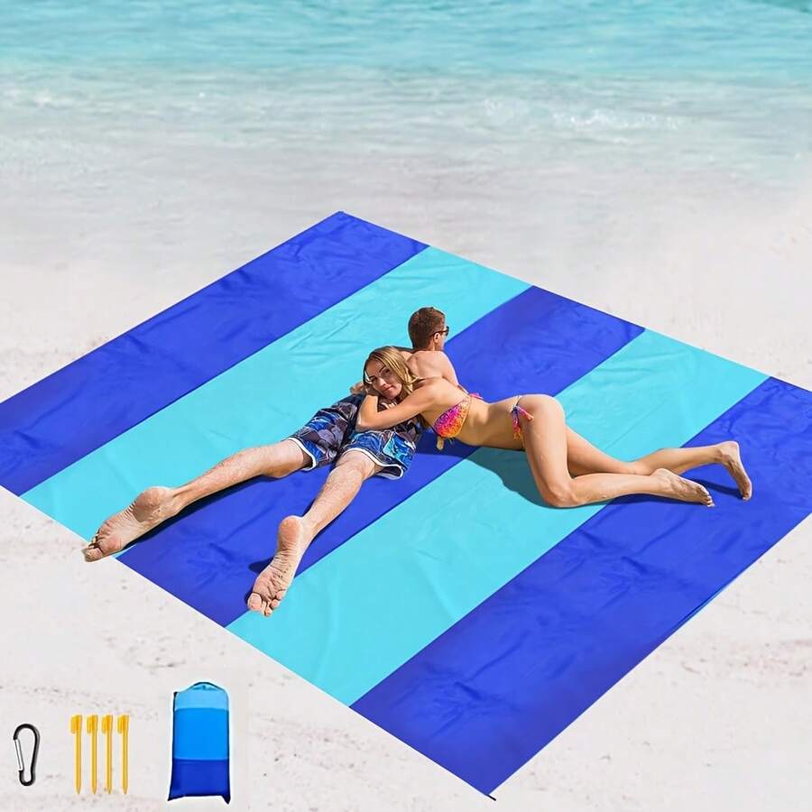 4-7 Person Extra Large Lightweight Anti-Sand Beach Blanket, Suitable For Picnic, Beach, Travel, Camping, Hiking