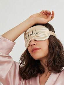 3pcs Personalized Women's Fashion Custom Name Eye Mask Set, Includes Custom Name, Scrunchie, And Storage Bag, Best Bridesmaid Gift, Bridal Party Gift, Personalized Wedding Favor, Satin Eye Mask And Scrunchie Set,Girly Era ,Premium-Quality - Multicolor - View 9
