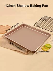 1pc 9/11/13 Inch Thick Non-Stick Rectangular Cake Mold, Suitable For Baking Cakes, Swiss Rolls, Nougat, Mooncakes, Easy To Clean And Release, , Kitchen Baking Accessory - Rectangular Old-fashioned Cake Shallow Dish - View 9