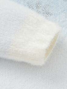 Balabala Girls Faux Mink Knit Sweater, Elsa IP, Winter Warm Pullover, Stylish Casual - Blue and White - View 11