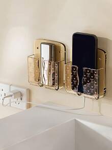 Bow-Shaped Wall-Mounted Phone Charging Box Holder, Adhesive Remote Control Base, No-Drill Wall-Mounted Storage Rack Base, Multi-Function Phone Charging Holder Compatible With IPhone, Android Phone, Gift For Birthday, Family, Friends For Office, Dorm And Home Use Gifts Birthday Home Dorm Office 360 Degree Rotating Phone Stand Phone Holder Strong Load-Bearing - Multicolor - View 5