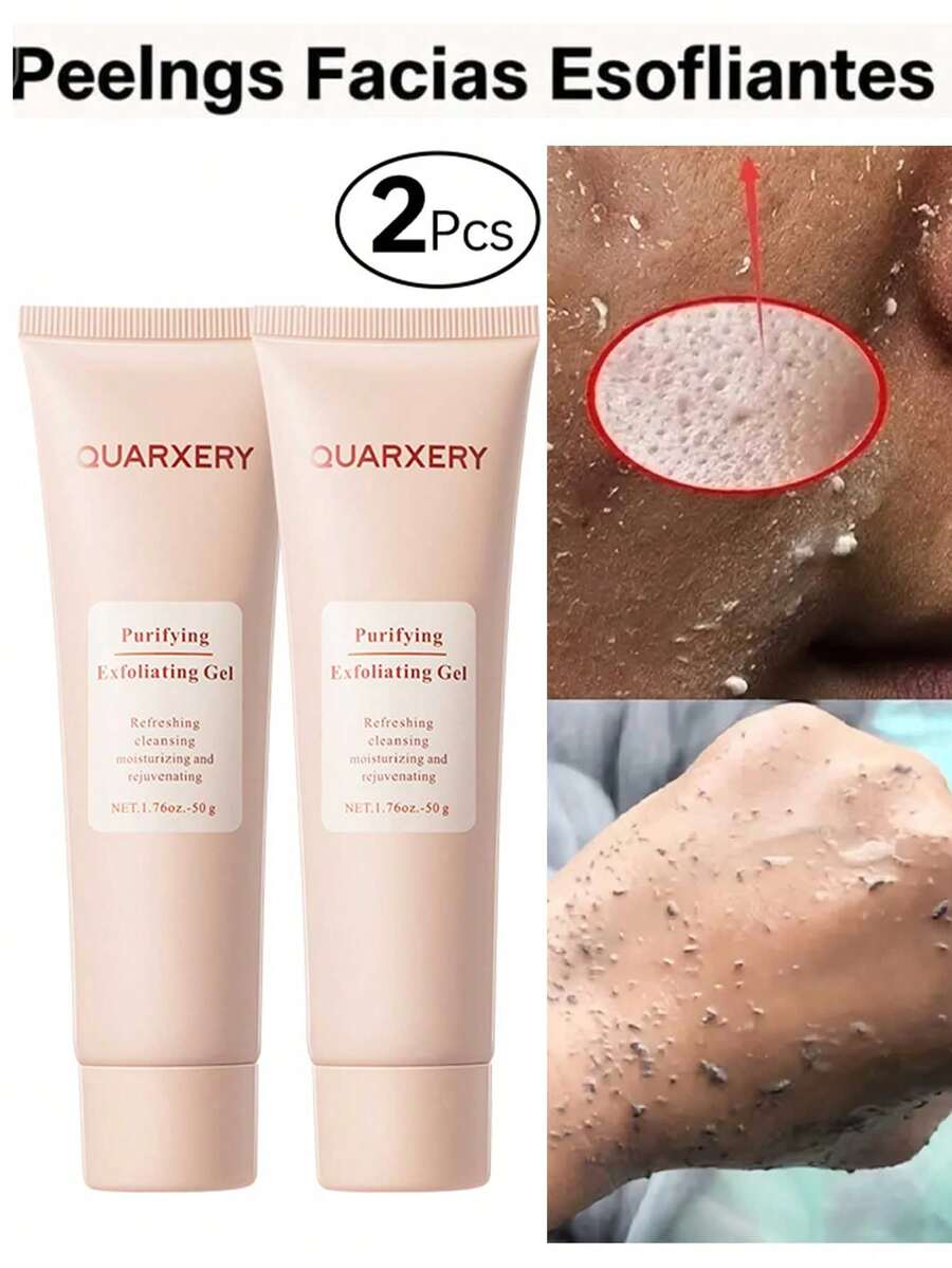 QUARXERY Body And Facial Exfoliating Gel & Facial Cleansing Gel & Exfoliating Facial Peels - Hydrates And Nourishes, Balances Oil And Hydration Levels, Minimizes Pores, Removes Impurities - Suitable For Oily, Dry And Combination Skin - Suitable For All Skin Types 50g*2 - 淺粉色 - 查看 1
