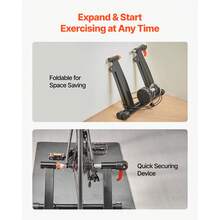 Entrenador de bicicletas, 6 niveles de resistencia, 26-29 pulgadas y ruedas 700C, soporte estacionario plegable de bicicletas magnéticas para paseos de ejercicio en interiores con pinza de liberación rápida y bloque de rueda delantera para bicicletas de carretera - Negro - Ver 5