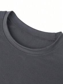 男童休闲趣味印花圆领短袖T恤，夏季 - 深灰色 - 查看 5