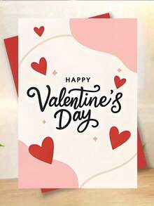 1张“情人节快乐”独特情人节贺卡，5颗心和星星设计，送给爱人的最佳礼物，高品质贺卡，带信封（12x17厘米）/（4.72x6.7英寸） - 彩色 - 查看 12