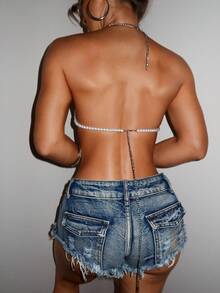 Women White Seashell Mermaid Bikini Top - White - View 3