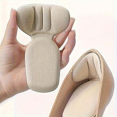 4 Pcs (2 Pieces Black+2 Pieces Skin Color) Half Inch Thick T-Shaped Foam Heel Pad, 2 For High Heels - Antiskid, Durable, Soft, Comfortable, Breathable