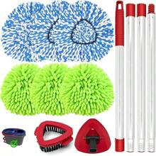 Hezane Mop Heads For O Cedar RinseClean 2 Tank Spin Mop System, 3 Microfiber Mop Head Refills And 3 Chenille Mop Pads,1 Scrub Brush, And 1 Mop Base With Mop Handle Set Combo - Màu B - Xem 1