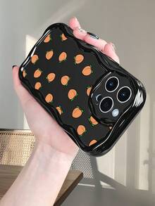 Funda para teléfono con estampado de mini melocotón, accesorio de moda, diseño único y colorido, ideal para amantes de la comida, ideal para la temporada. Compatible con iPhone 16ProMax/16E/16Pro/16Plus/16/15ProMax/15Pro/15Plus/15/14ProMax/14Pro/14Plus/14/13ProMax/13Pro/13/13Mini/12ProMax/12Pro/12/12Mini/11ProMax/11Pro/11/XSMAX/XR/X/XS - Negro - Ver 5