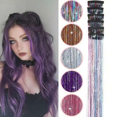 6pcs/Set Women's Shiny Laser Hair Chain - Bridal Bridesmaid Tassel Hair Accessories, Suitable For Party, Holiday, Date, Festival, Photography, Dance Performance, Wedding Decoration, Valentine's Day, Mother's Day Gift