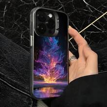 Funda de Teléfono Patrón de Árbol de Llama Plateada para  14 Pro Max  13  Galaxy S23 Opción de Regalo Ideal para Todas las Estaciones - Plateado - Ver 4