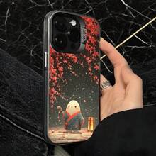 Funda de Teléfono con Patrón de Pato y Flor de Cerezo Negra para Modelos de  y  Adecuada para Todas las Estaciones Opción de Regalo Ideal - Negro - Ver 4