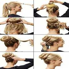 2pcs/Set Vintage Bun Maker - Sponge Hair Tie With Clips, DIY Foam Bun Maker Tool, Suitable For Classic Buns, Fashionable Ponytails And Bun Hairstyles, Suitable For Winter Hairstyles, Fashion Winter Hairstyles, Suitable For Donut Bun, Chignon Hairstyle Accessory | Retro Style Accessory | Sponge Material, Hair Volume Enhancing Tool ,Hair Rope - 彩色 - 查看 9