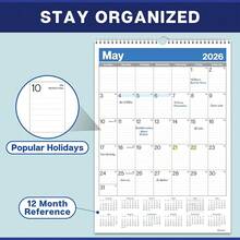 Dunwell 2026 Large Wall Calendar 12x17, Blue, Big Grid 12 X 17 Hanging Monthly Calendar With Large Daily Blocks, Premium Paper, Jan–Dec 2026 - Blue - View 8