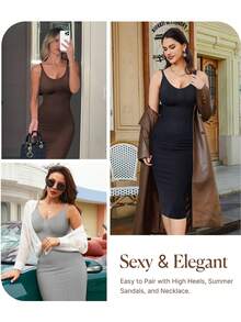 Shapewear Seamless Slip Dress,Tummy Control Bodyshaper For Under Dresses