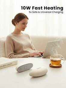 Kinglucky 2pcs 4000mAh USB-C Rechargeable Hand Warmer, Portable Pocket Electric Hand Warmer, Fast Heating, 3 Gear Magnetic Adjustment, Reusable Hand Warmer, Suitable For Christmas, Gloves, Travel, Camping, Hunting, Unisex - Apricot - View 6