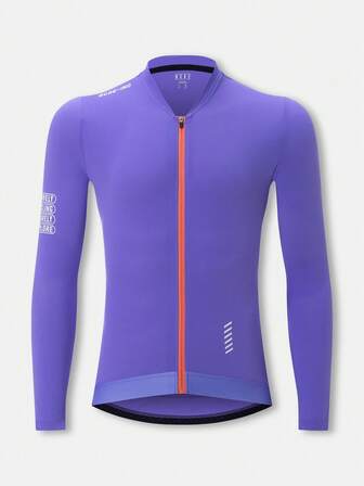 HISERWA Men's Long-Sleeved Cycling Jersey | Premium Stretch Fabric, Crew Neck Design, Geometric Pattern, All-Season Wear, With Pockets. Crafted Specifically For Cycling Enthusiasts.