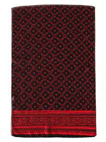 1条女士复古印花轻薄围巾，透气防晒，适合日常佩戴 - 酒紅色 - 查看 3