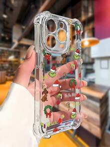 Funda para móvil con divertido diseño navideño del , compatible con teléfonos ,  17,  16 Pro Max,  15 Pro Max,  13 y  12. Fabricada en TPU, ofrece protección contra golpes y caídas. Una opción fantástica para regalos de Navidad, reuniones familiares, amigos y celebraciones festivas. - transparente - Ver 3