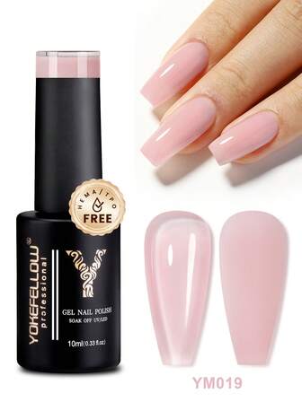 YOKEFELLOW TPO-fri och HEMA-fri gelérosa genomskinlig gelnagellack året runt-färgad gellack soak-off UV LED-nagellampa gelénagellack för nagelkonstsalong gör-det-själv