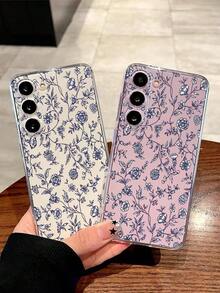 1个时尚蓝色花卉软壳手机壳，兼容华为荣耀系列，Galaxy A04e/12/A13/A14/A34/A50/A52/A53/A54/S21/S22/S23/S24/S25/S25 Ultra/S25 FE/S26/S26 PLUS/S26 ULTRA/S26 EDGE、6A/7A/8A、12T/13T/15T/15T Pro，国际版，非国内版 - 無色 - 查看 3