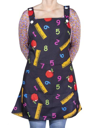 Bata Educadora Ajustable Sublimado Con Bolsas - Mandil Para Maestra Preescolar Kínder Jardín de Niños Guardería