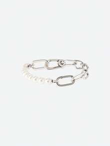 Opalesca 全新设计养殖淡水珍珠蛇骨手链，适合 DIY 纯银 925 手链，女士生日婚礼时尚优雅珠宝 - 銀色 - 查看 4