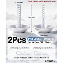2 - Pack Snow Plow Skid Shoes 2205071 2208864 Part ATV UTV RZR Sportsman General Snowplow Non - Slip Skid Feet With Quick Release Lock Pin And Washers - Silver - View 3