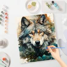 1/2 piezas Kit de pintura por números del Rey Lobo Espíritu Salvaje para adultos, obra de arte personalizada, decoración del hogar, pintura en lienzo sin marco de 40x50cm/16x20 pulgadas - Multicolor - Ver 9