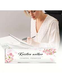 个性化办公桌铭牌 - 定制员工感谢礼品 - 亚克力办公桌铭牌 - 办公桌装饰礼品 - 送给老板、员工、教师、护士、经理的办公礼品（粉色兰花），完美的感谢礼品，个性化返校装饰，学习用品，送给教师，送给男孩女孩，送给青少年，初中生，高中生，大学生，大一新生，大二学生，低年级学生，度假氛围，办公室装饰