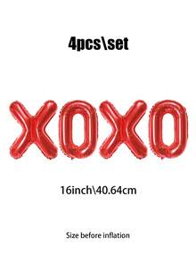 4个/套 XOXO 字母气球，适用于婚礼、婚礼场地装饰、求婚派对装饰、婚宴装饰、背景装饰、新娘送礼会装饰、生日派对装饰、情人节 DIY 装饰、情人节派对 - 彩色 - 查看 14