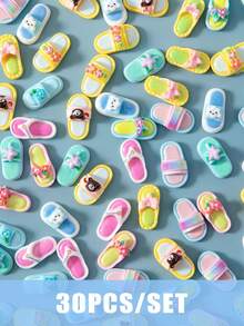 10/30/50pcs Colorful Summer Flip Flop Resin Pendant, 9 Styles Of Sandal Design, Cute Vacation Accessory, DIY Craft Material For Scrapbooking, Phone Case, Jewelry, Hair Clips, Rings And More - Holiday Sandals - View 9