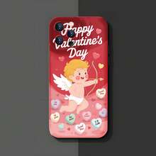 1PC Phone Case,  Happy Valentine's Day Cupid Hearts , Stylish Phone Case, Phone Decoration, All-around Lens Protection, Creative Small Gift, Funny Gift for Boys and Girls - ブラック - チェックする 3