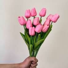 5支仿真粉色郁金香，生动优雅的PU材质花朵，柔软大方，适合清新家居装饰、花束装饰、DIY手工制作，是圣诞节、母亲节、感恩节和其他节日的理想之选。 - 粉色 - 查看 6