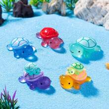 10个夜光迷你乌龟树脂摆件，创意DIY微景观装饰，生日派对礼物，课堂奖品，嘉年华宝箱小饰品，适合儿童、婴儿派对、返校季、圣诞节装饰 - 彩色 - 查看 4