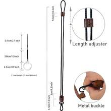 Lanyard Leather Braided Long Neck Lanyard Key Chain For Men Women Office Adjustable Lanyards With Metal Clasp - DarkBrown - View 3