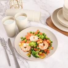 Plastic Plates And Bowls Sets, Dishwasher And Microwave , Reusable, Lightweight Unbreakable Dinnerware Sets 8, 32 Pcs - Kitchen, Camping, Outdoor, RV - Wheat Straw Look - 黑色 - 查看 6